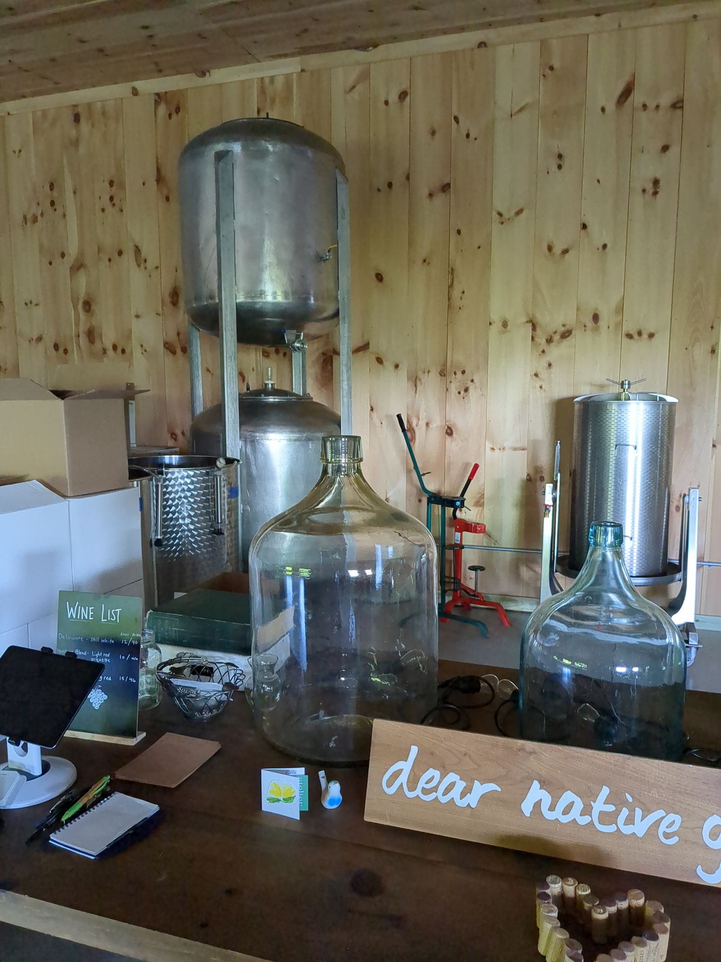 The production setup, with fermenters in the background