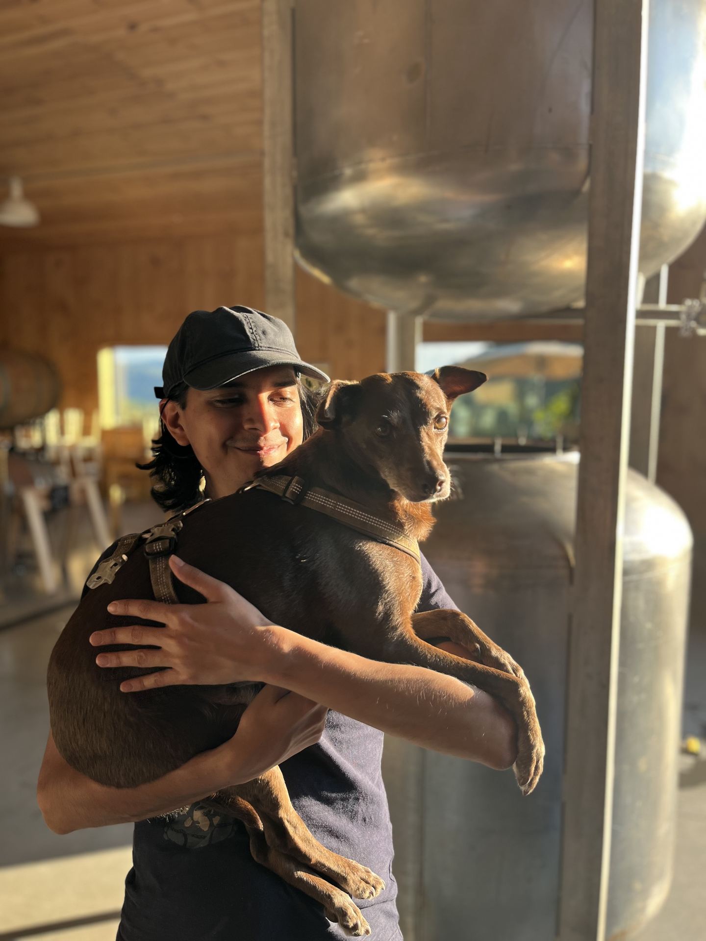 The winemaker with their dog, Brioche